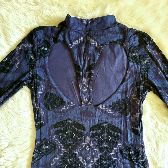 Free People Cute and Cozy Mock Neck Geo Print Bodycon Dress Size XS - Picture 5 of 11